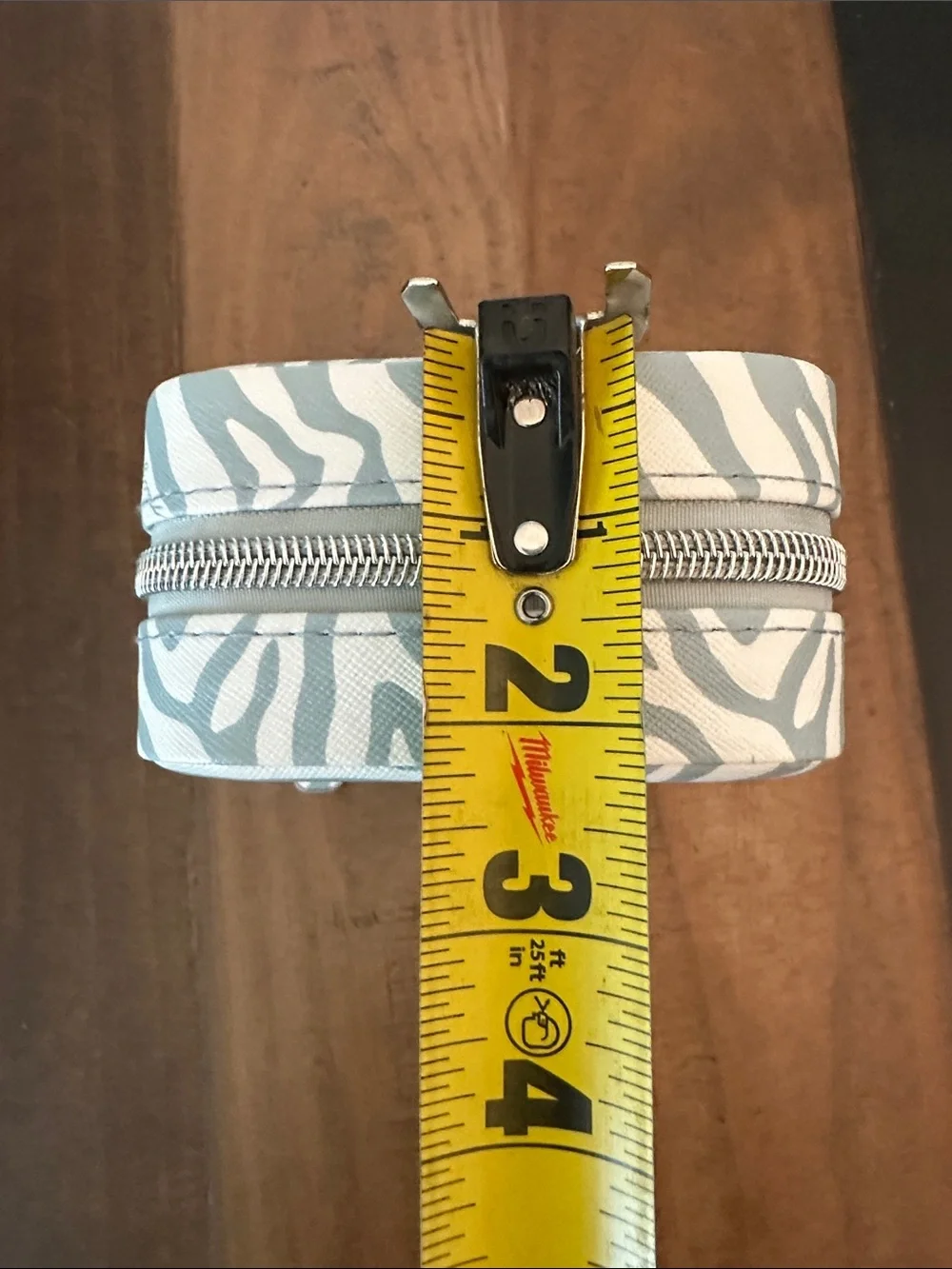 Milly Zebra-Print Jewelry Travel Case in White and Gray